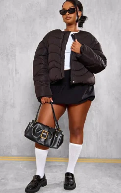 PrettyLittleThing Puffer Jackets*Plus Cropped Round Neck Puffer Jacket