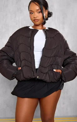 PrettyLittleThing Puffer Jackets*Plus Cropped Round Neck Puffer Jacket