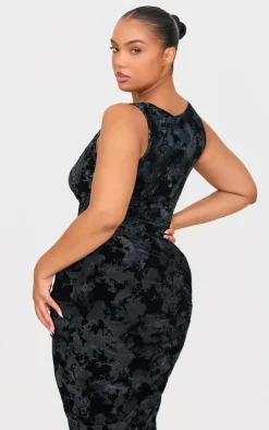 Outlet PrettyLittleThing Plus Devore Detail Sleeveless Long Top Black