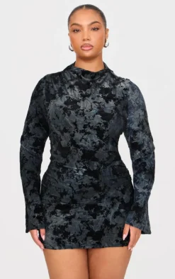 Plus Devore Flute Sleeve Mini Dress-PrettyLittleThing Hot