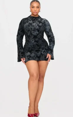 Plus Devore Flute Sleeve Mini Dress-PrettyLittleThing Hot