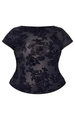 PrettyLittleThing T-Shirts*Plus Devore Longline Fitted T Shirt