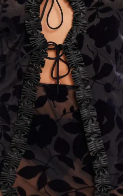 PrettyLittleThing Plus Devore Maxi Skirt Black
