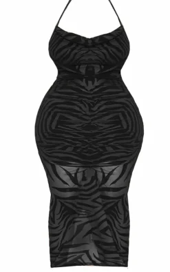 Plus Devore Ruched Cowl Neck Midi Dress-PrettyLittleThing Outlet
