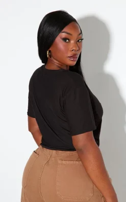 PrettyLittleThing T-Shirts*Plus Diamante Cross Cropped T-shirt