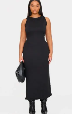 Plus Double Contour High Neck Maxi Dress-PrettyLittleThing Discount