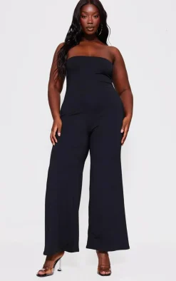 PrettyLittleThing Snatched*Plus Double Layer Contour Jersey Bandeau Wide Leg Jumpsuit