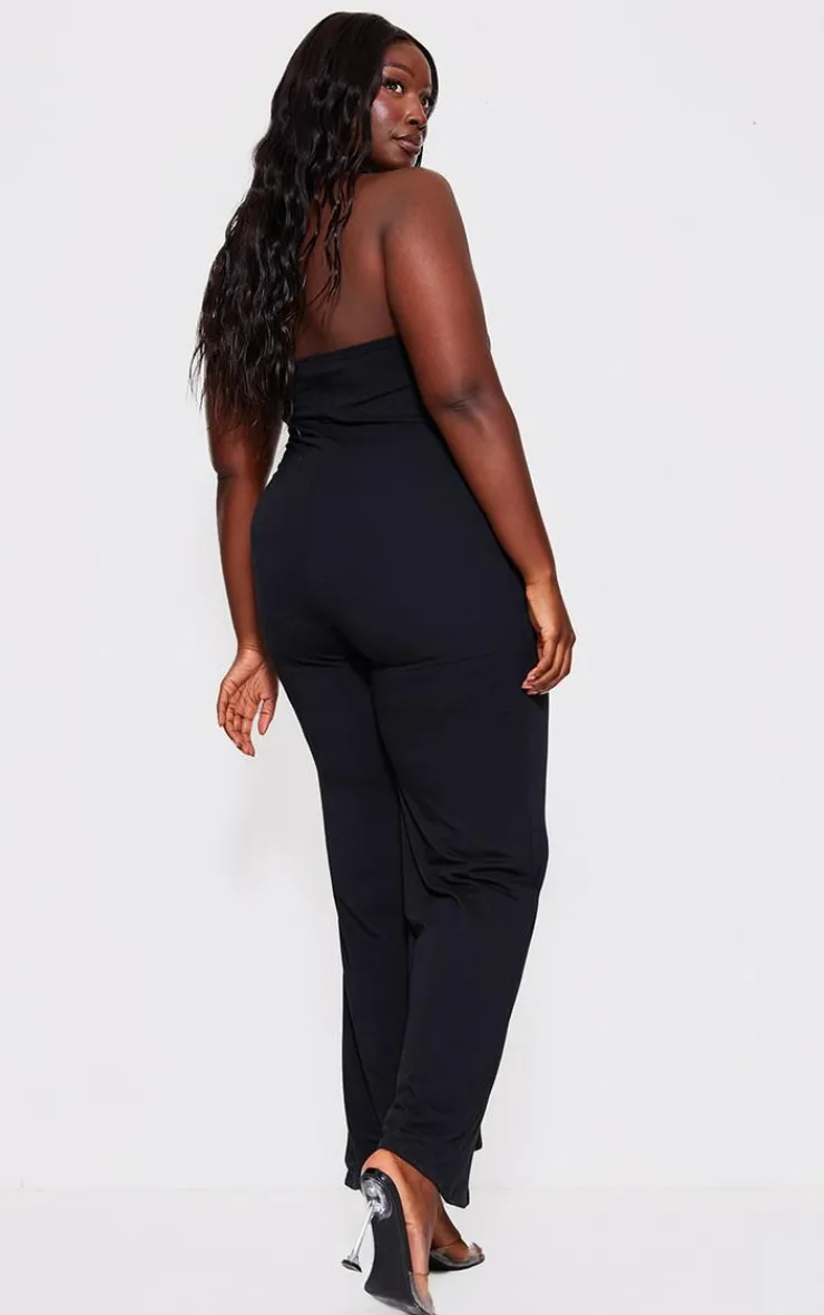 PrettyLittleThing Snatched*Plus Double Layer Contour Jersey Bandeau Wide Leg Jumpsuit