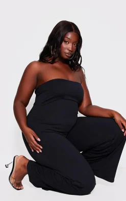 PrettyLittleThing Snatched*Plus Double Layer Contour Jersey Bandeau Wide Leg Jumpsuit