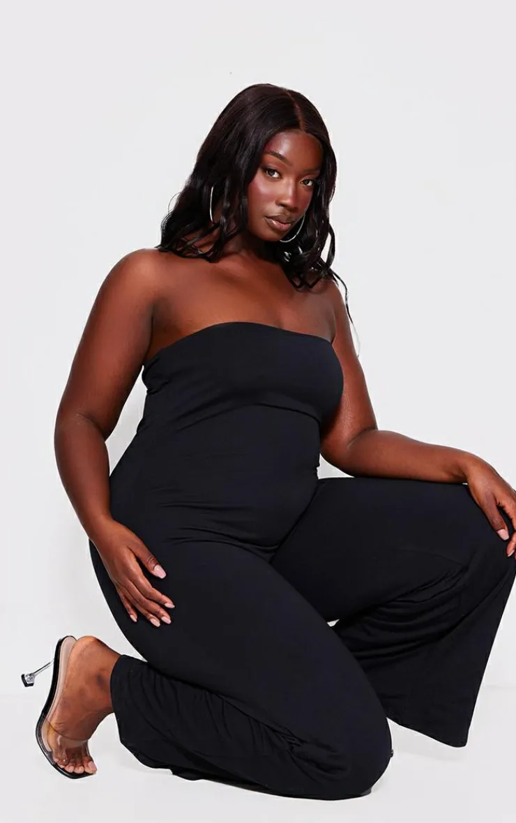 PrettyLittleThing Snatched*Plus Double Layer Contour Jersey Bandeau Wide Leg Jumpsuit
