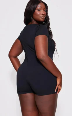 PrettyLittleThing Unitards*Plus Double Layer Contour Jersey Square Neck Unitard