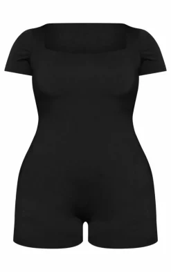 PrettyLittleThing Unitards*Plus Double Layer Contour Jersey Square Neck Unitard
