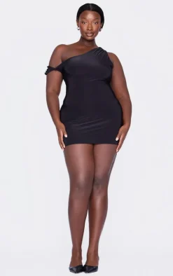 Plus Double Layer Slinky Twist Bodycon Dress-PrettyLittleThing Sale