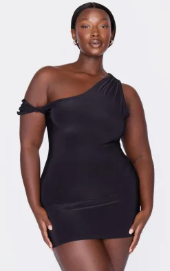 Plus Double Layer Slinky Twist Bodycon Dress-PrettyLittleThing Sale