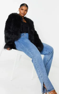PrettyLittleThing Faux Fur Coats*Plus Faux Fur Shaggy Cropped Jacket