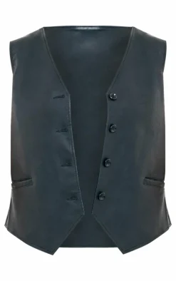 PrettyLittleThing Sleeveless Tops*Plus Faux Leather Oversized Vest