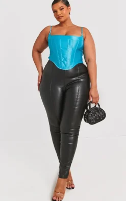 Plus Faux Leather Stretch Leggings-PrettyLittleThing Outlet