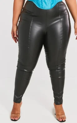 Plus Faux Leather Stretch Leggings-PrettyLittleThing Outlet