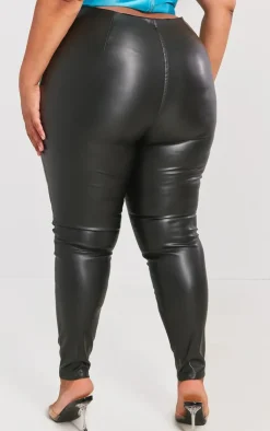 Plus Faux Leather Stretch Leggings-PrettyLittleThing Outlet