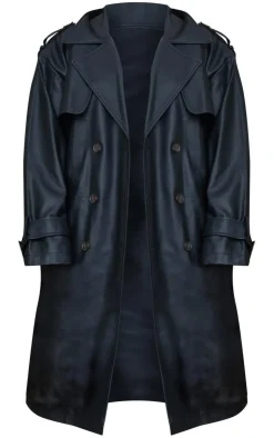 PrettyLittleThing Trench Coats*Plus Faux Leather Statement Buckle Trench Coat