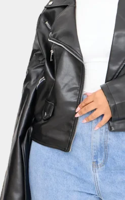 PrettyLittleThing Faux Leather Jackets*Plus Faux Leather Zip Detail Biker Jacket