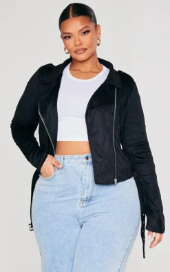 PrettyLittleThing Winter Coats & Jackets*Plus Faux Suede Biker Jacket