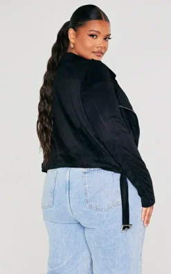 PrettyLittleThing Winter Coats & Jackets*Plus Faux Suede Biker Jacket