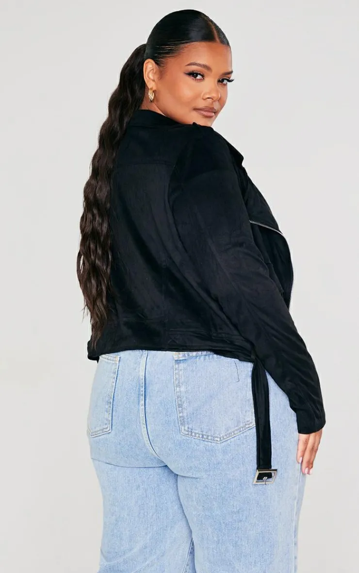 PrettyLittleThing Winter Coats & Jackets*Plus Faux Suede Biker Jacket