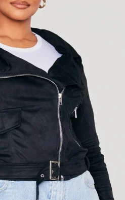 PrettyLittleThing Winter Coats & Jackets*Plus Faux Suede Biker Jacket