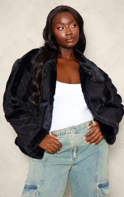 PrettyLittleThing Aviator Jackets*Plus Faux Suede Fur Trim Aviator