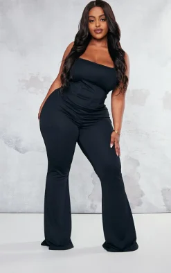 Best PrettyLittleThing Plus Flare Leg High Waisted Pants Black
