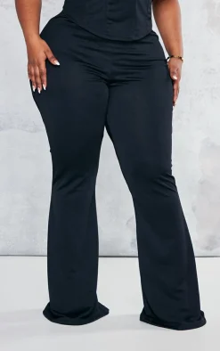 Best PrettyLittleThing Plus Flare Leg High Waisted Pants Black