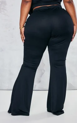 Best PrettyLittleThing Plus Flare Leg High Waisted Pants Black