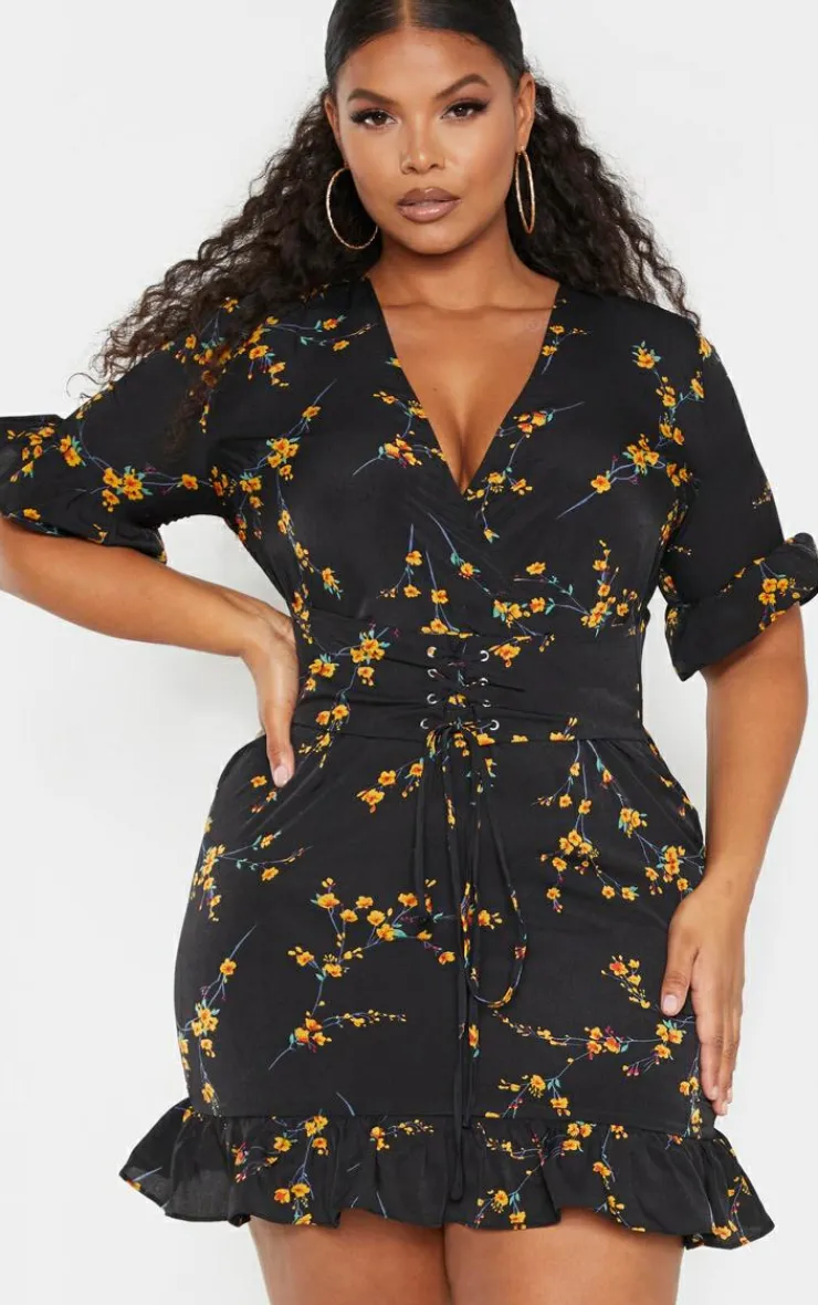 Plus Floral Corset Swing Dress-PrettyLittleThing Sale