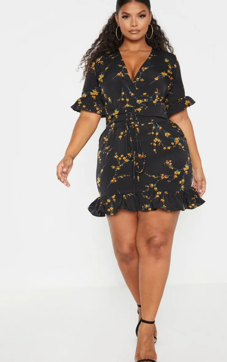 Plus Floral Corset Swing Dress-PrettyLittleThing Sale