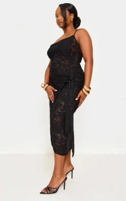 Plus Floral Tie Side Midi Dress-PrettyLittleThing Clearance