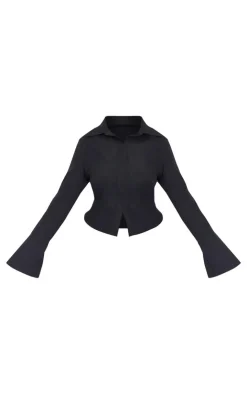 PrettyLittleThing Shirts*Plus Hook And Eye Flare Sleeve Shirt