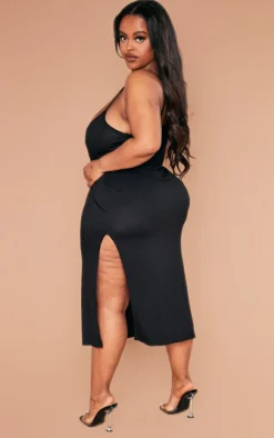 Plus Jersey Split Midi Dress-PrettyLittleThing Discount
