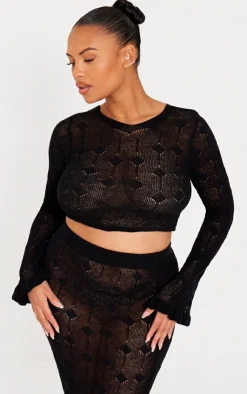 PrettyLittleThing Sweaters*Plus Knitted Detail Cropped Sweater