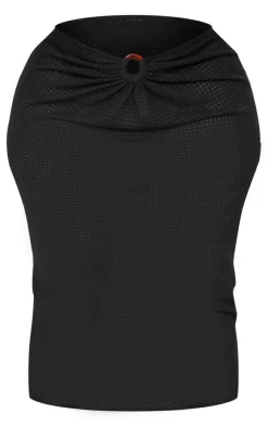 New PrettyLittleThing Plus Knitted Ring Detail Maxi Skirt Black
