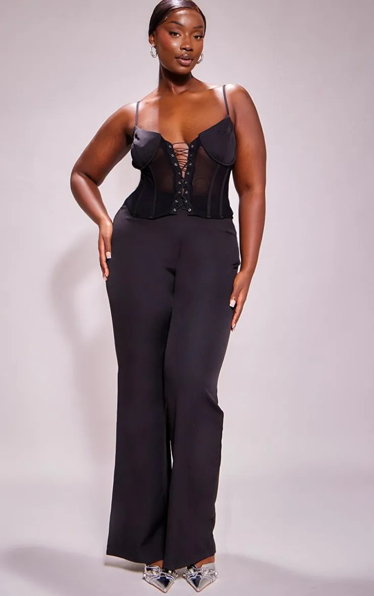 Plus Lace Corset Detail Jumpsuit-PrettyLittleThing Sale