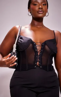Plus Lace Corset Detail Jumpsuit-PrettyLittleThing Sale