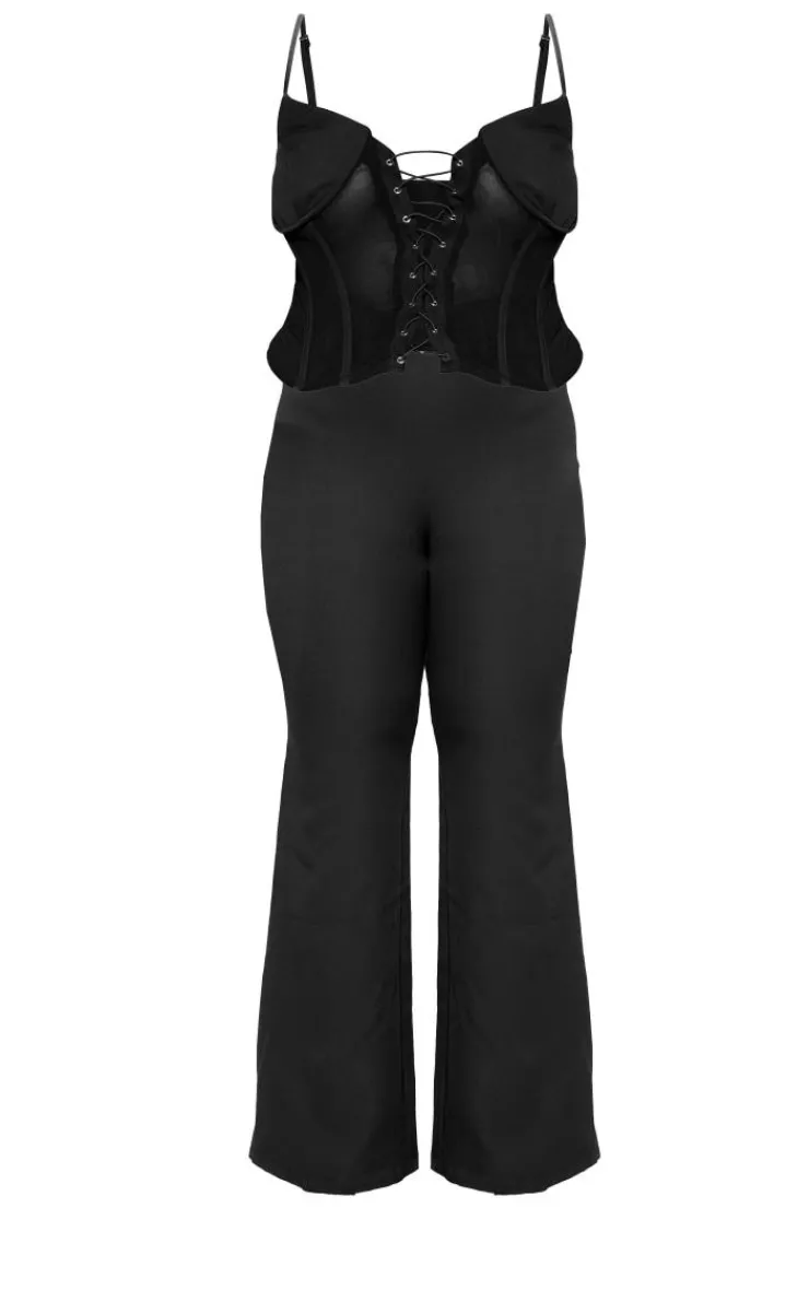 Plus Lace Corset Detail Jumpsuit-PrettyLittleThing Sale