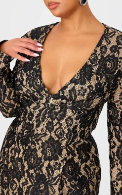 Plus Lace Plunge Neck Blazer Dress-PrettyLittleThing Best