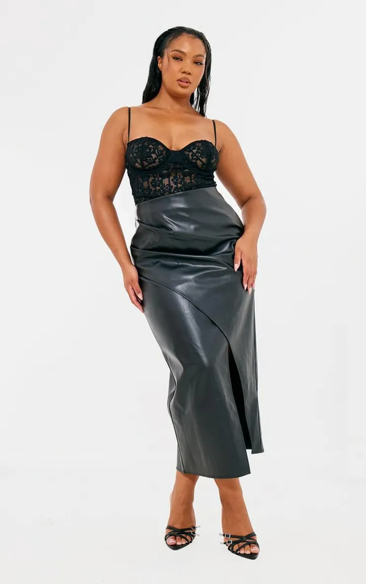 PrettyLittleThing Sleeveless Tops*Plus Lace Spaghetti Strap Long Corset