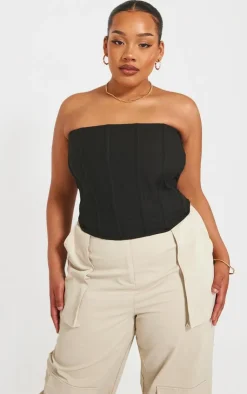 PrettyLittleThing Corsets*Plus Linen Look Boned Corset