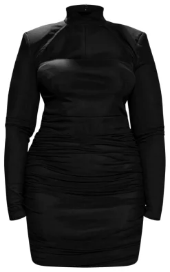 Plus Mesh Cut Out Detail Shoulder Pad Bodycon Dress-PrettyLittleThing Outlet