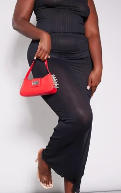 PrettyLittleThing Plus Mesh Maxi Skirt Black