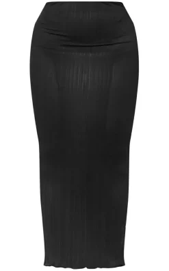 PrettyLittleThing Plus Mesh Maxi Skirt Black