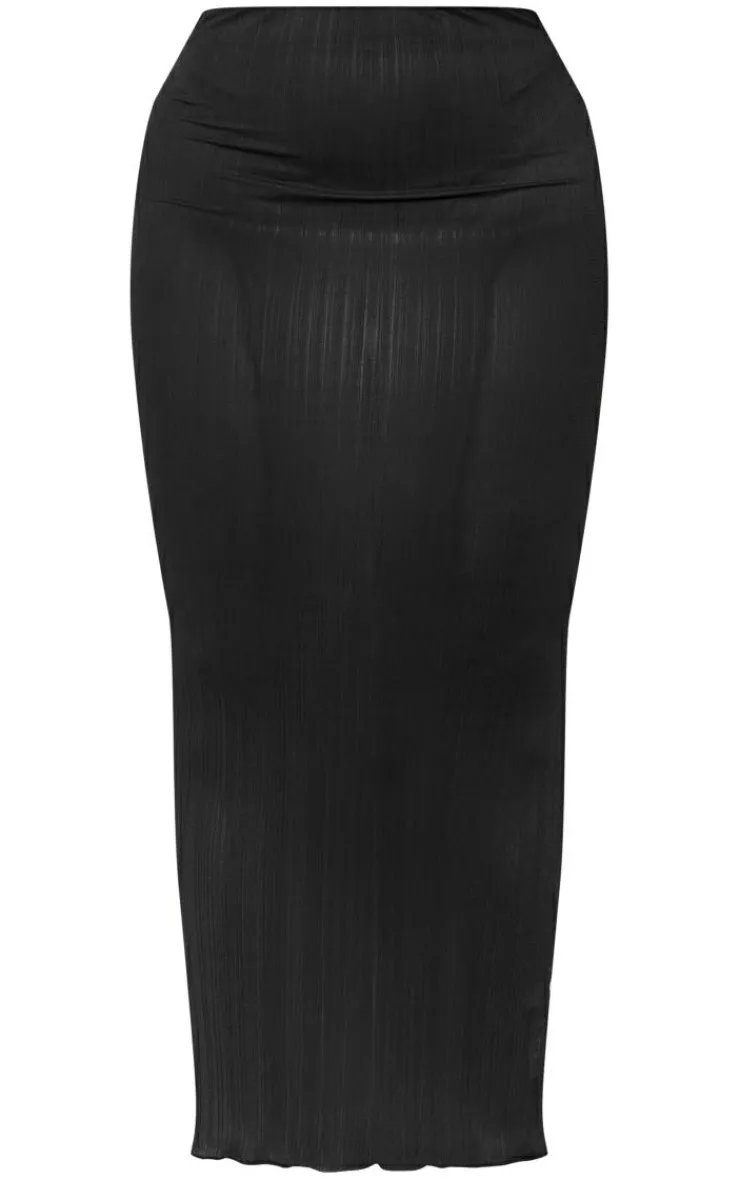 PrettyLittleThing Plus Mesh Maxi Skirt Black